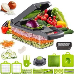 Coupe-légumes 16-en-1 — Multifonction, sécurisé et ultra-pratique pour fruits & légumes